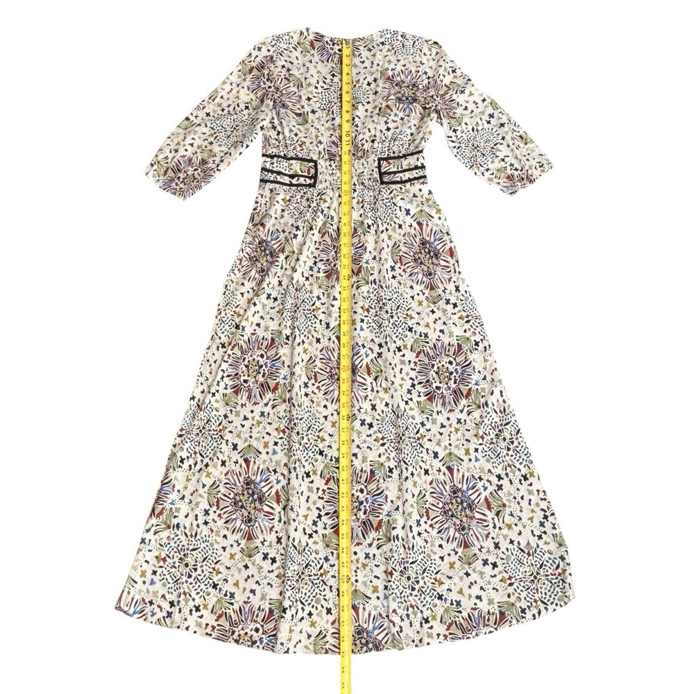 BWT Ba&sh Fazia Medallion Print Maxi Dress Size 2 / M Beige With Black Trim $420 - Picture 12 of 16
